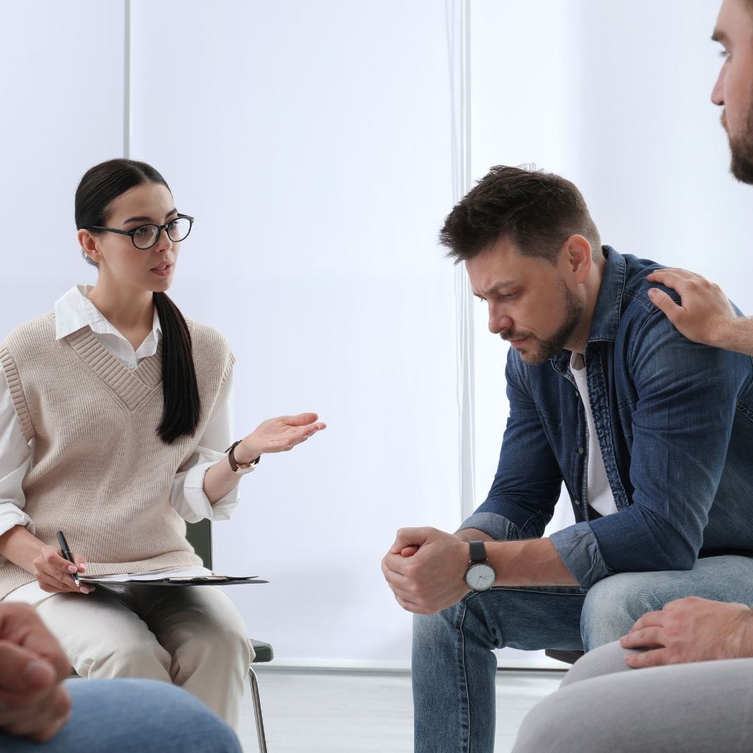 Psychotherapist Working with Group of Drug Addicted People