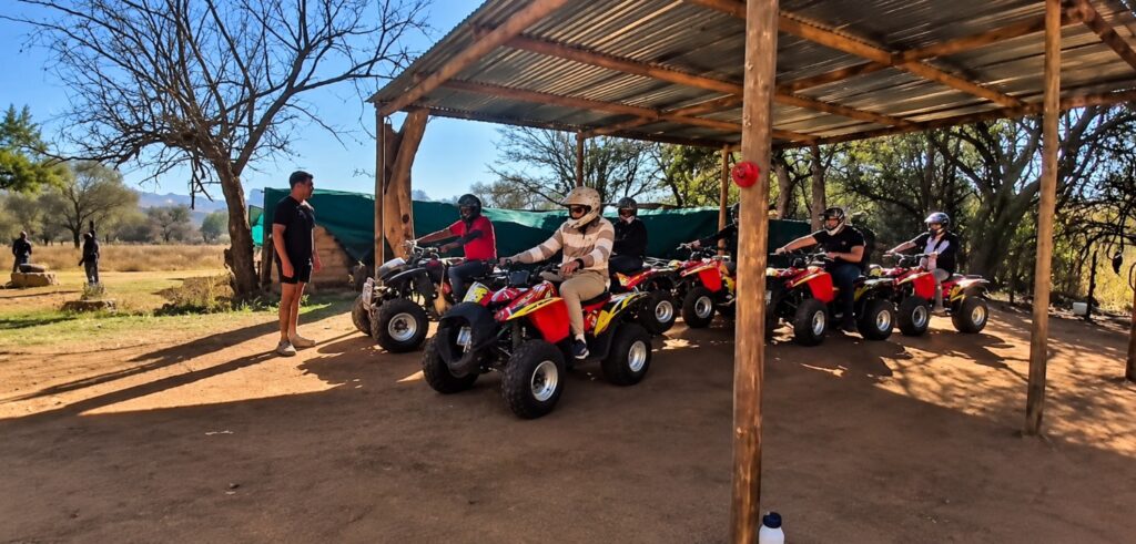 ATV Riders Ready Under Shelter