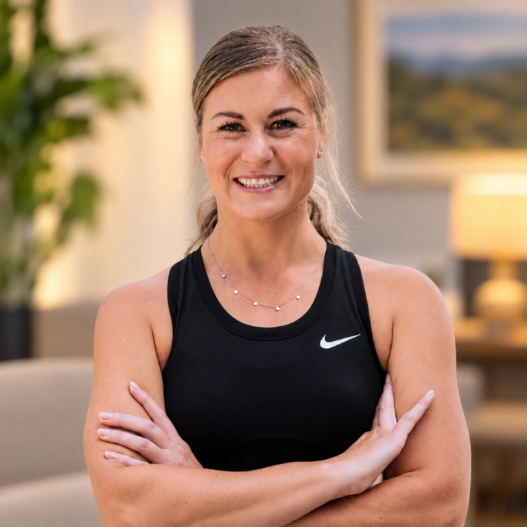 Esthé Bester | Personal Trainer at Freeman House Recovery, pictured in a black sleeveless top