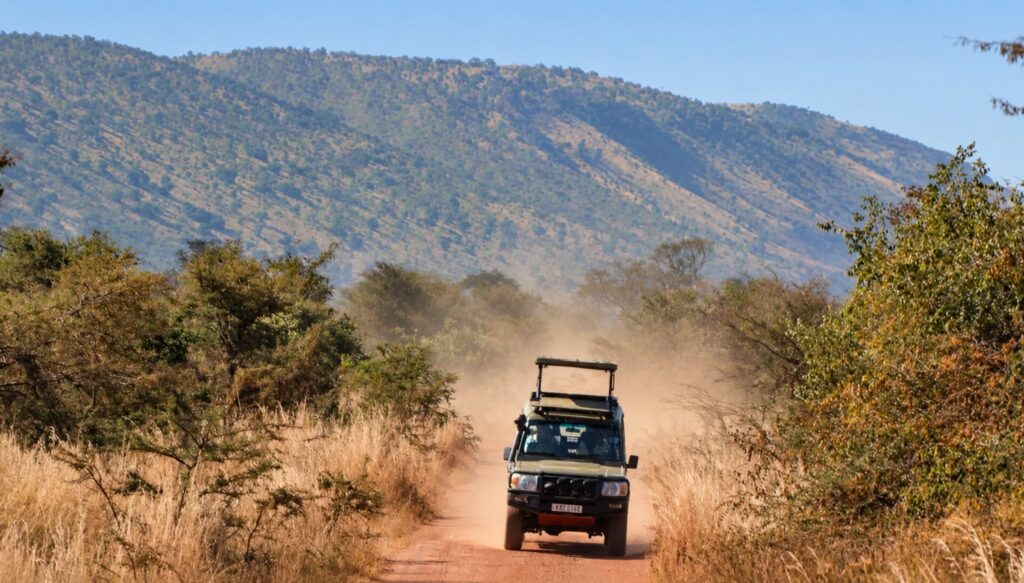 Safari 4x4 on a Dusty Mountain Track